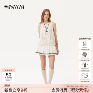 挂脖百褶背心连衣裙女减龄学院风无袖 新款 短裙 PURA2026夏季 ARTE