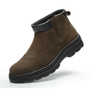 工作劳保一脚蹬电焊工地鞋 牛皮防火花不系带防臭防砸防刺耐磨四季