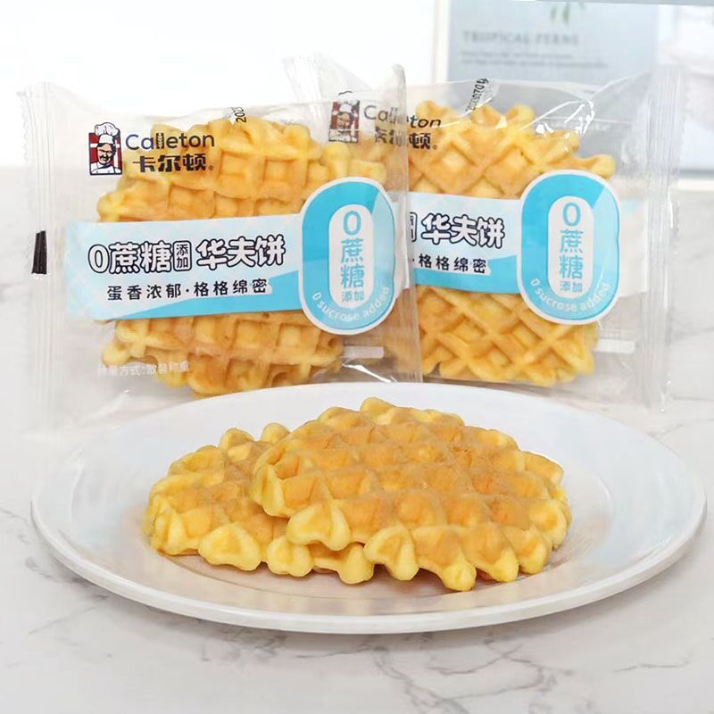 6月卡尔顿无蔗糖华夫饼整箱营养早餐零食糕点心甜品手撕软面包邮