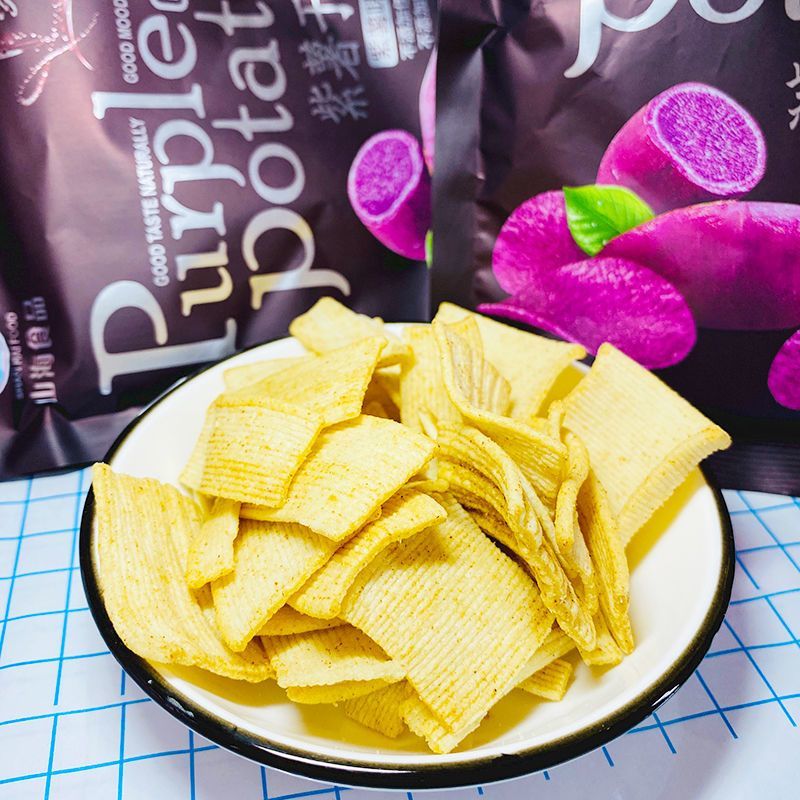 山海紫薯味薯片膨化休闲食品好吃的零食紫薯于你土豆墙解馋小零食