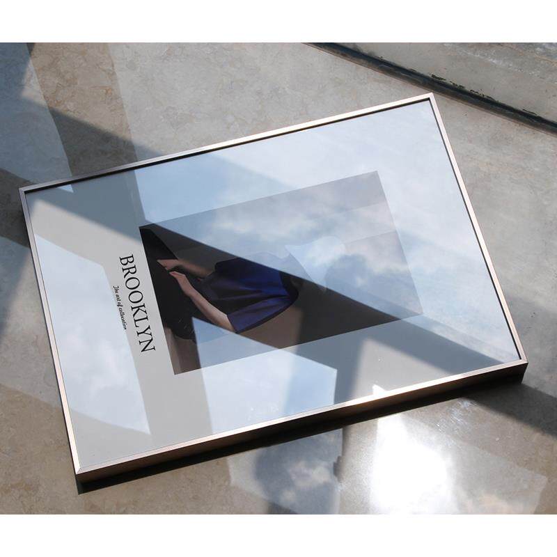 简约金属相框A4挂墙摆台框架铝合金框7/8/10寸12装裱画框定制空框