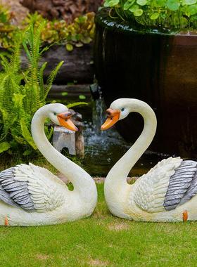 花园装饰别墅庭院户外水池草地园林景观装饰动物仿真天鹅雕塑摆件