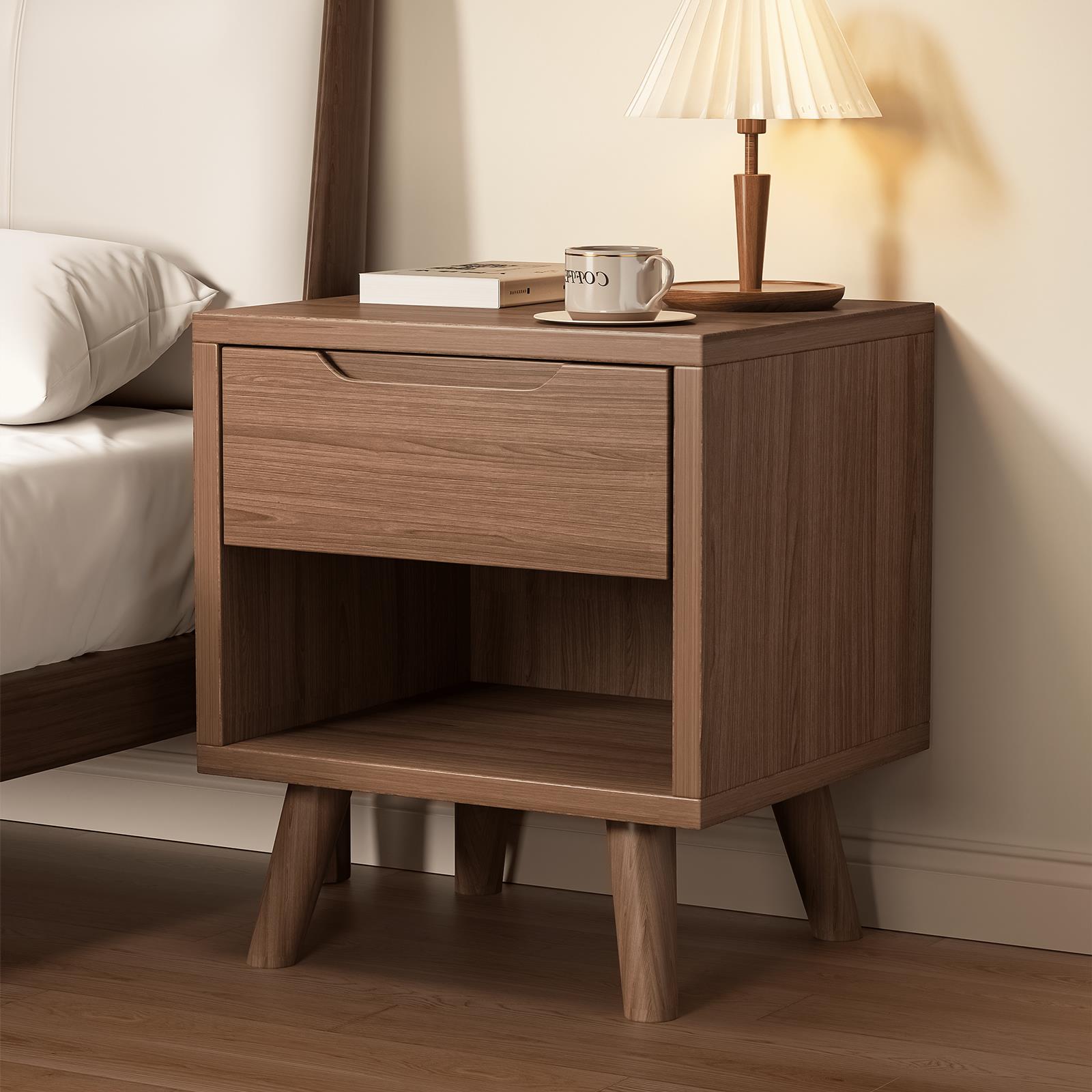 实木床头柜简约现代2024新款斗柜轻奢高级感卧室家用小型收纳柜子