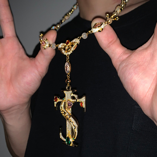 STK项链潮流小众密镶5A满锆十字架项链 艾志恒Asen同款 至高版