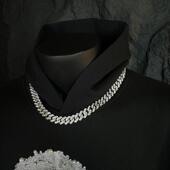 美式 街头嘻哈潮流14mm古巴链男痞帅轻奢高级感配饰hiphop镶钻项链