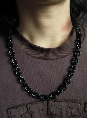 GangGang原创钛钢烤漆黑色O字链ins风潮流小众个性街头嘻哈项链男