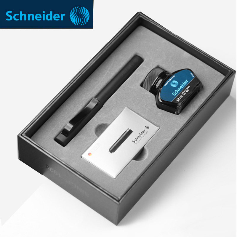 施耐德base metal贝斯麦金属钢笔+墨水礼盒套装钢笔书写顺滑铱金F尖金属笔杆橡胶笔握办公学生写字钢笔