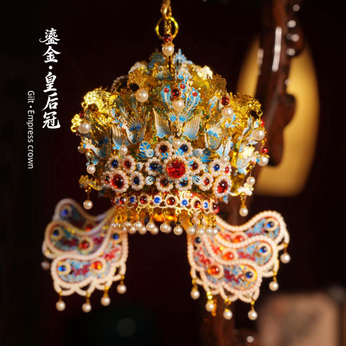 【新品】钢达鎏金皇后冠冰箱贴3D立体拼图龙凤冠礼属拼装手工diy