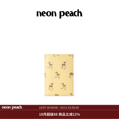 NEON PEACH霓桃原创可爱波点小鹿旅行护照夹收纳卡包礼物奶油黄色
