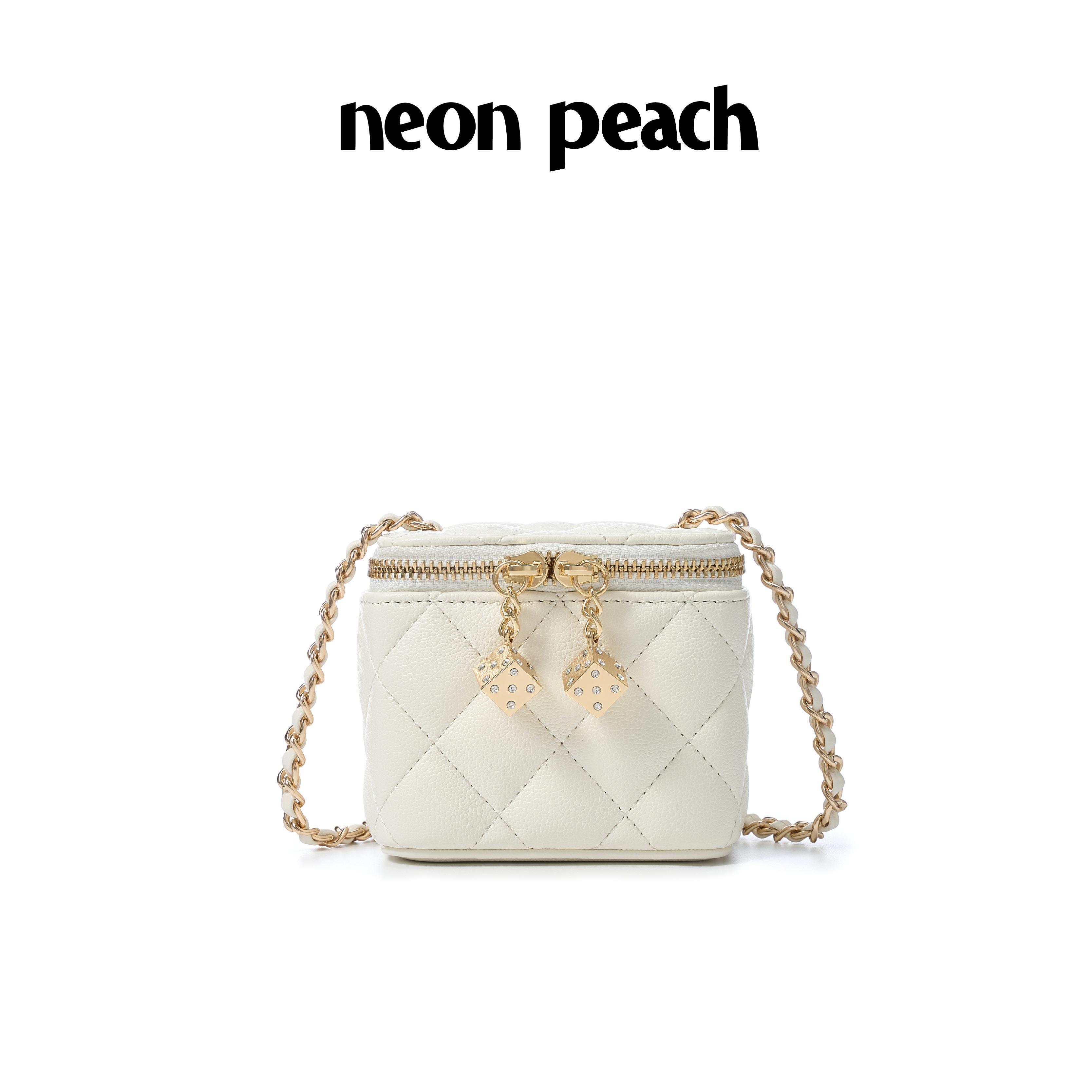 NEON PEACH霓桃原创设计月光白色方糖盒子包迷你化妆包