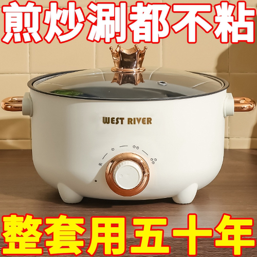 德国家用电煮锅多功能一体学生宿舍网红大容量电炒锅蒸煮电热火锅