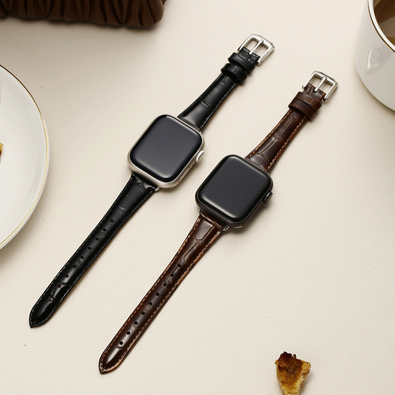 竹节气泡表带适用iwatch9皮质小众高级感applewatch8女款10小蛮腰