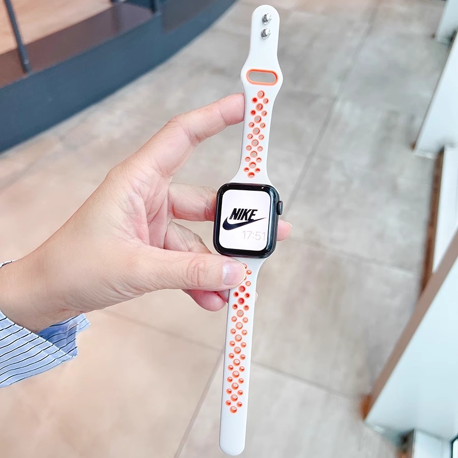 适用苹果s10手表带iwatch9小蛮腰洞洞款applewatch8/7/se硅胶表带