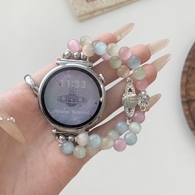 适用华为GT4/5手表带gt6pro猫眼石FIT4弹力串珠手环gt3/2女款腕带