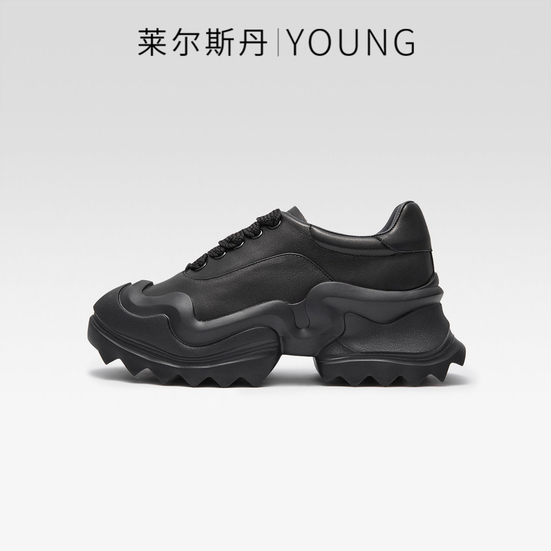 莱尔斯丹YOUNG厚底增高运动休闲鞋女真皮圆头黑色老爹鞋子4T46801,女鞋,时尚休闲鞋,淘宝优惠券,粉丝福利购,淘宝优惠卷
