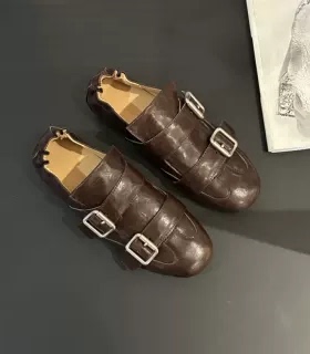 【Forever&HH】2026早春新款复古英伦风巴洛克一脚蹬小皮鞋