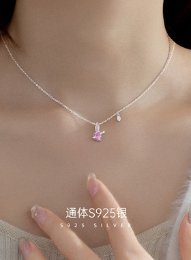 高级感S925银粉水晶兔年本命年项