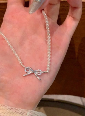 韩系百搭气质珠珍珠项链女超闪