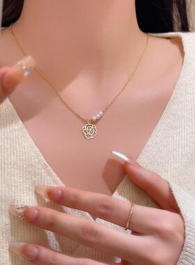 法式复古百搭气质花朵项链女ins