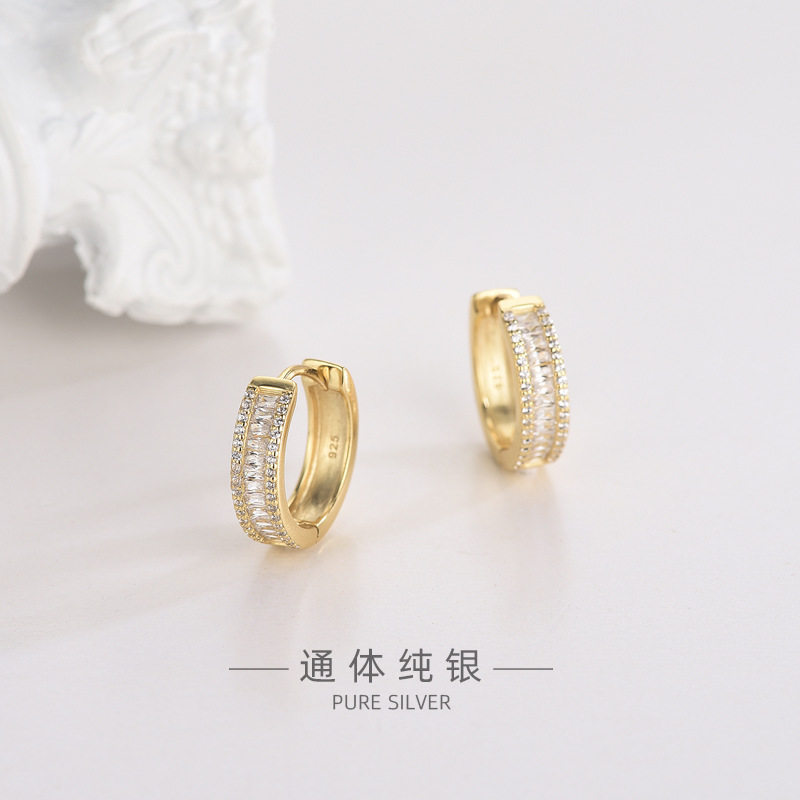高级感s925纯银日韩风镶钻锆石耳