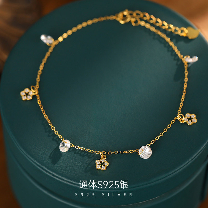 高级感S925银夏季新款仙气小花脚