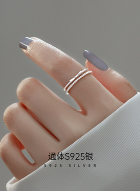 高级感S925银小清新韩版蝴蝶结戒