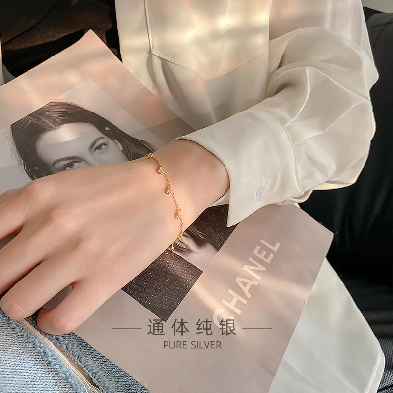 高级感s925纯银韩版镶钻锆石流苏