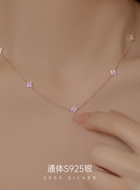 高级感S925银四叶草满天星项链女