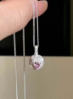 S925纯银中古式拉丝点钻爱心小甜