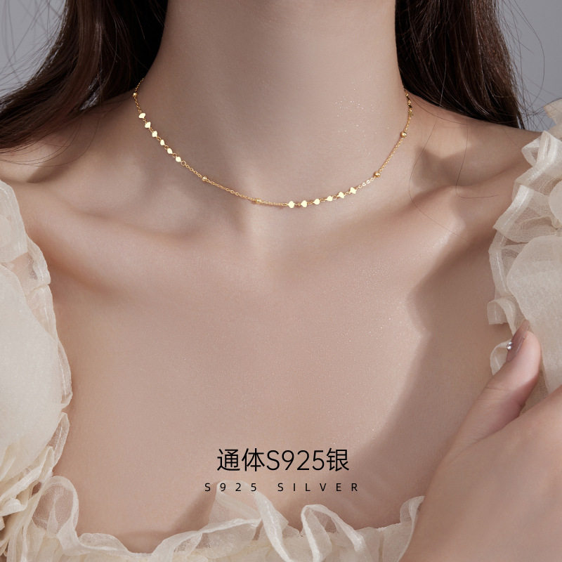 高级感S925银心形项链女夏choke