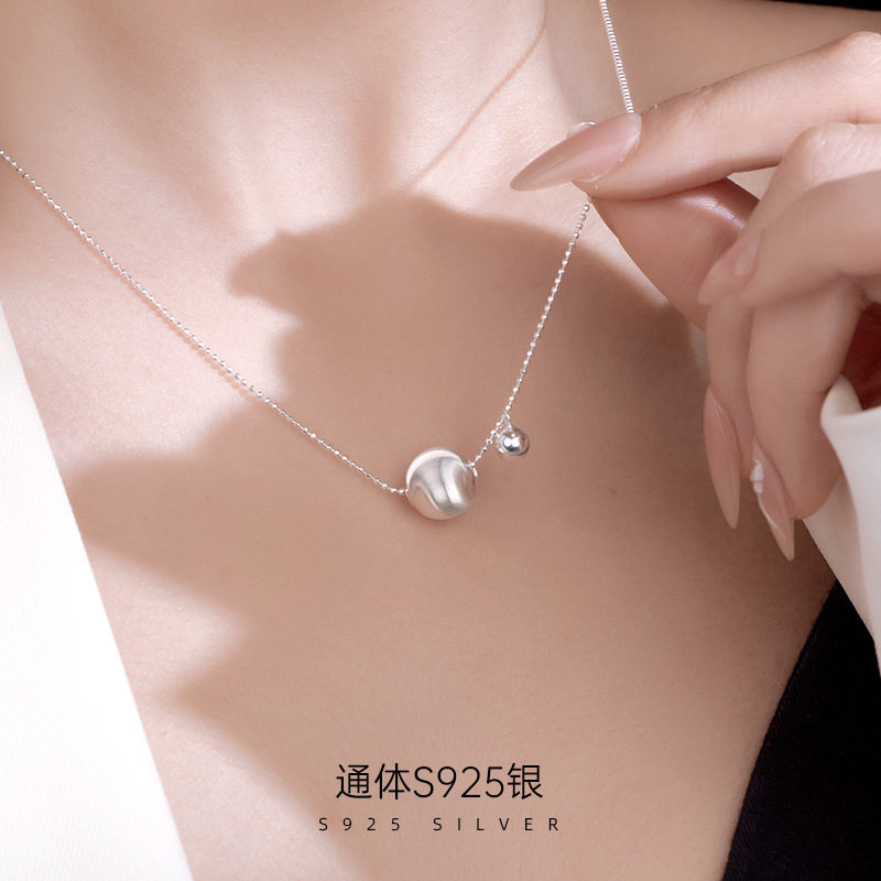 高级感S925银拉丝圆球毛衣链女韩