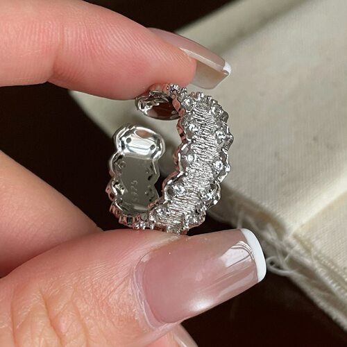 S925纯银蕾丝花边拉丝戒指轻奢中