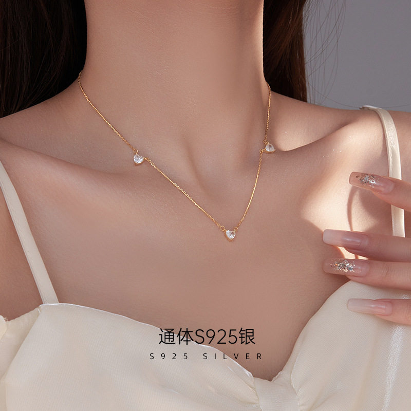 S925银日系轻奢桃心项链女小众设