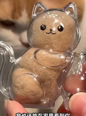 宠物毛发纪念盒可爱小猫毛发胡须透明收纳盒猫咪形状创意冰箱贴