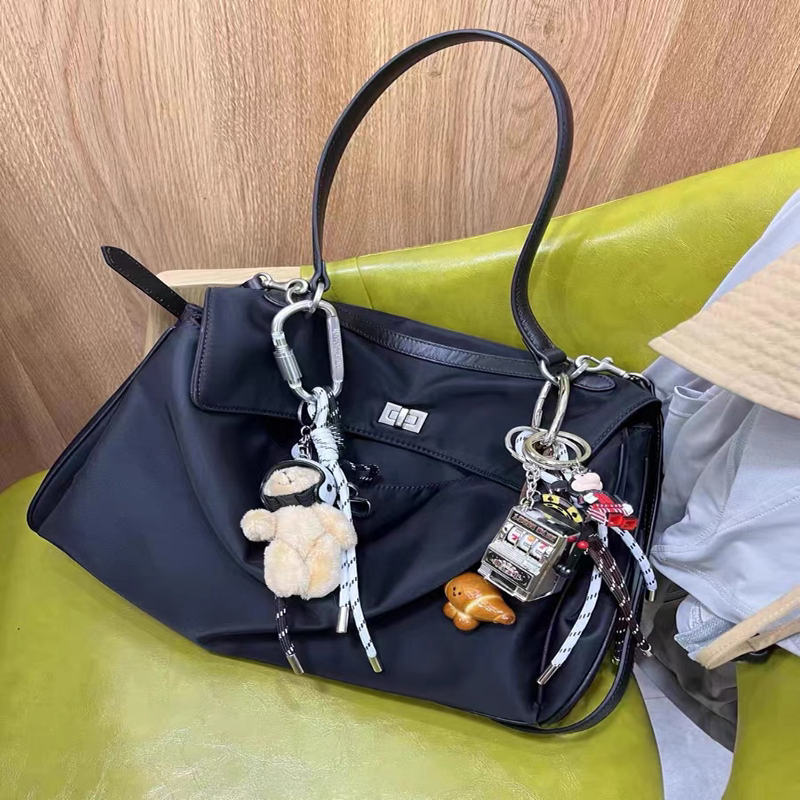 尼龙防水布拼接单肩腋下凯莉包手提托特包大容量通勤单肩斜挎包女