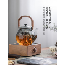 胡桃木电陶炉家用复古木纹煮茶器办公自动断电实木煮茶炉套装