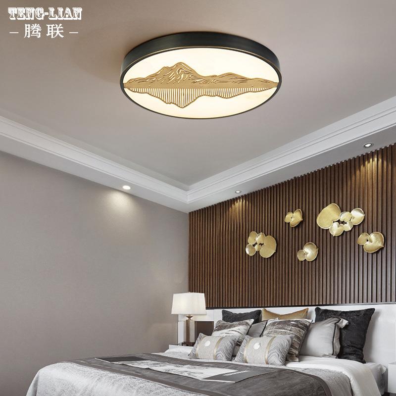 美式简约卧室全铜吸顶灯超薄儿童房间书房吸顶灯现代过道楼梯灯具