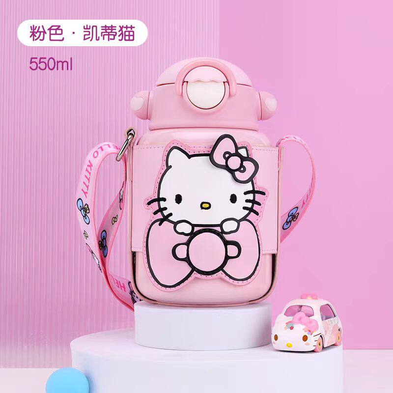 hellokitty凯蒂猫保温杯女食品级316带吸管女孩上学专用水杯瓶