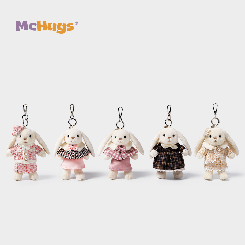 McHugs微笑兔钥匙扣毛绒玩偶包包挂件公仔娃娃小饰品情侣生日礼物