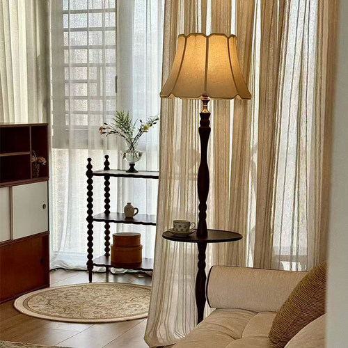 实木极简法式复古落地灯