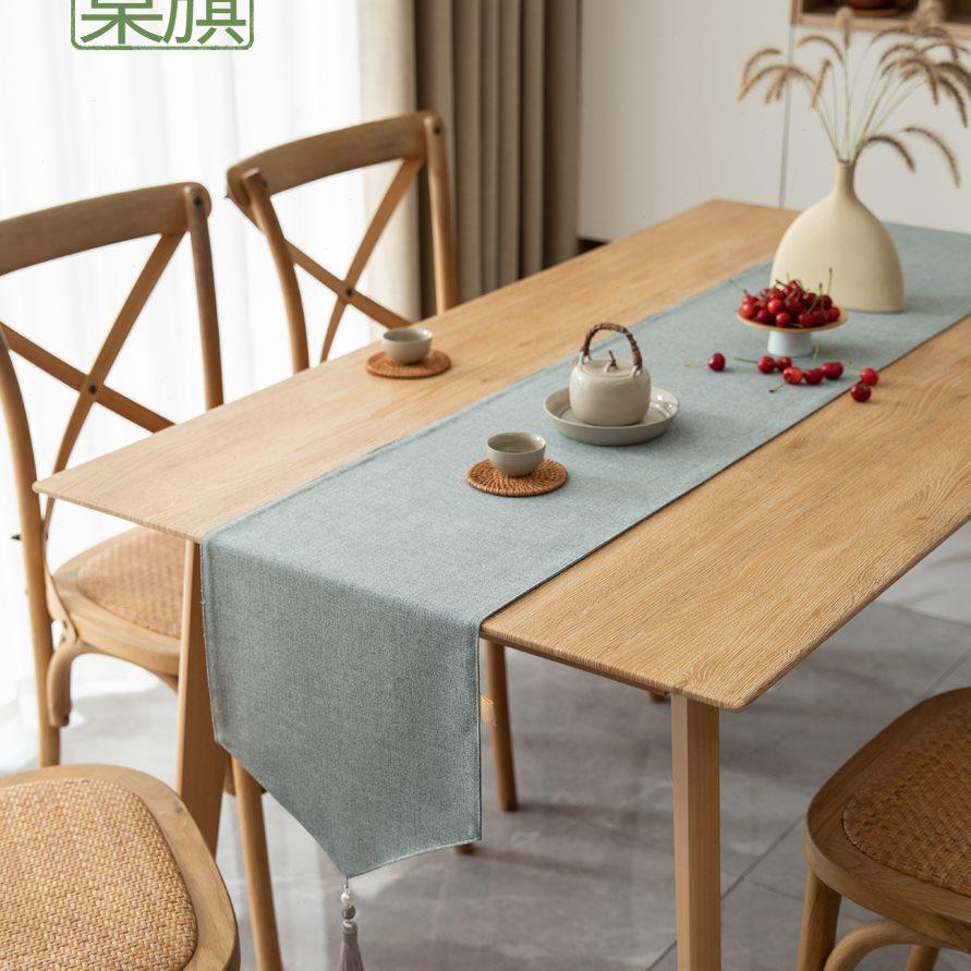 防水北欧日式茶桌桌旗轻奢茶道现代简约中式禅意茶几长条垫布茶旗