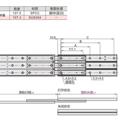 极速IDB36三节三排钢制重载线性滑轨IDB37N三排三层不锈钢重型导