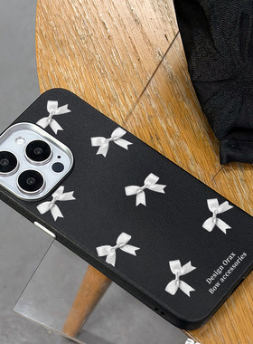 适用于苹果Ipone15Pro黑色手机壳16Pro活泼潮流12ProMax雅致规整12细腻英文11Pro蝴蝶结优雅13Pro文艺