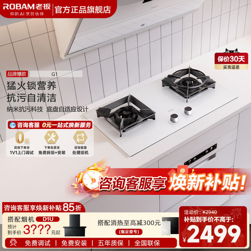 老板盐系G15.2kw燃气灶双灶家用