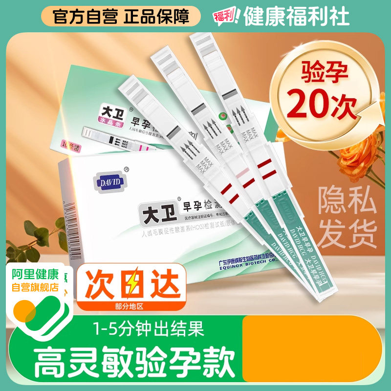 大卫验孕棒早孕试纸早早孕精准HCG测孕棒女测怀孕试条高精度试笔