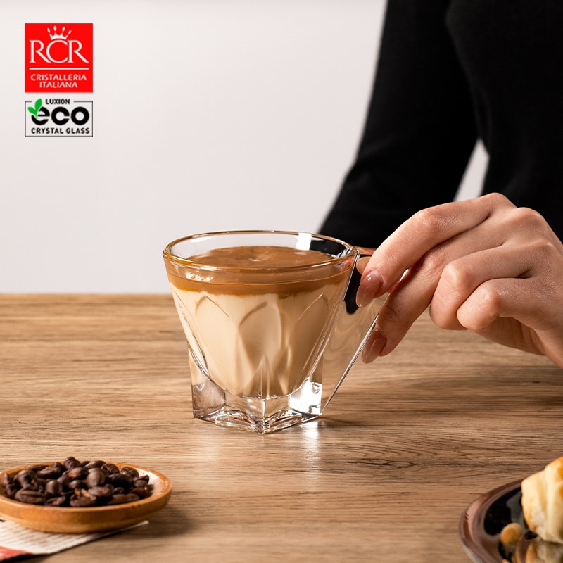 意大利RCR意式咖啡杯玻璃复古浓缩咖啡杯M套装带把手玻璃杯泡茶杯