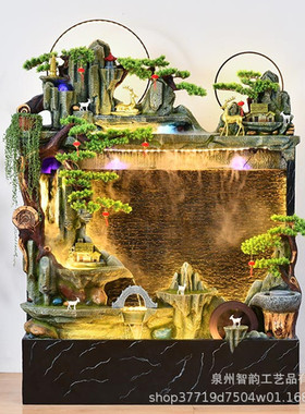 大型假山喷泉流水摆件客厅办公室茶室别墅庭院落地风水招财水幕墙