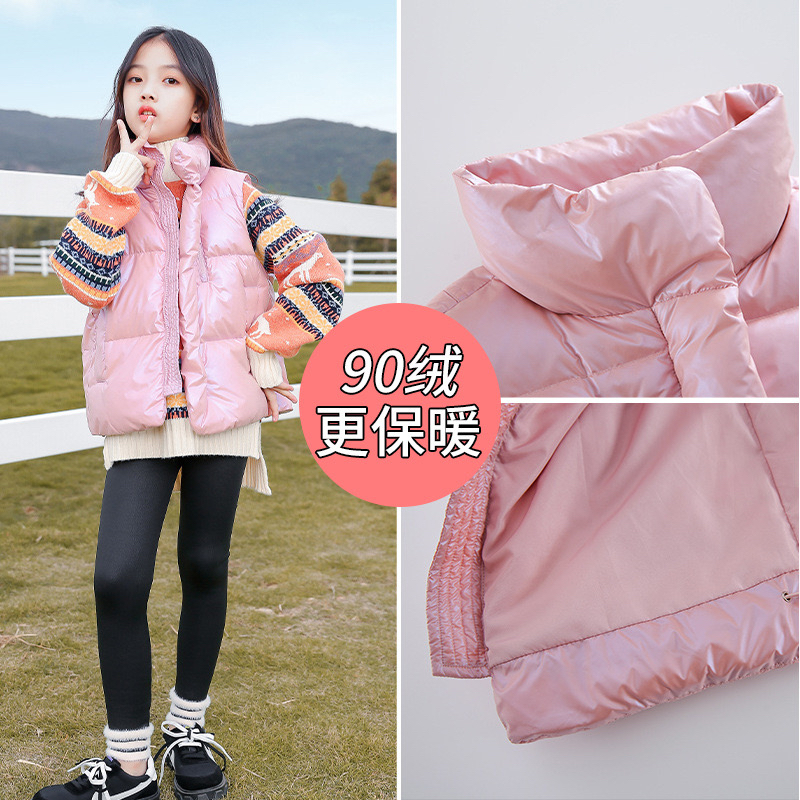 儿童羽绒服2024新款童装女童背心加厚秋冬外穿中大童羽绒马甲外套