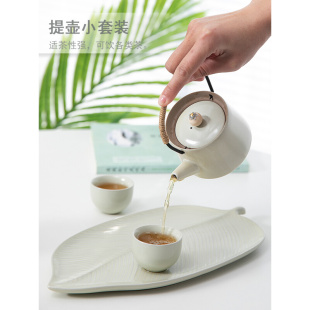 陶瓷功夫茶具套装 家用客厅会客提梁壶茶杯整套轻奢干泡茶台小套组