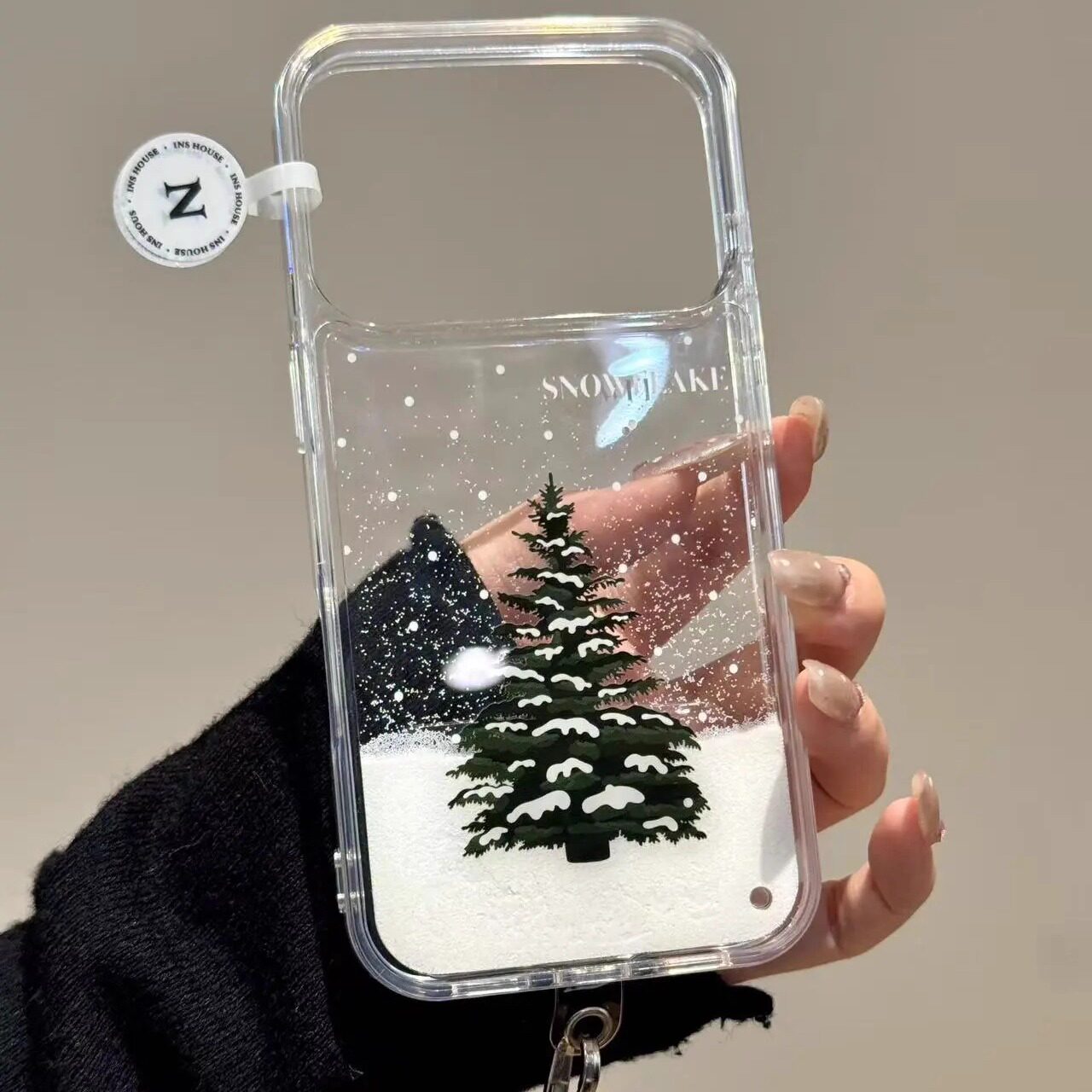 冬日流沙闪粉透底雪花圣诞树适用手机壳/保护套定制